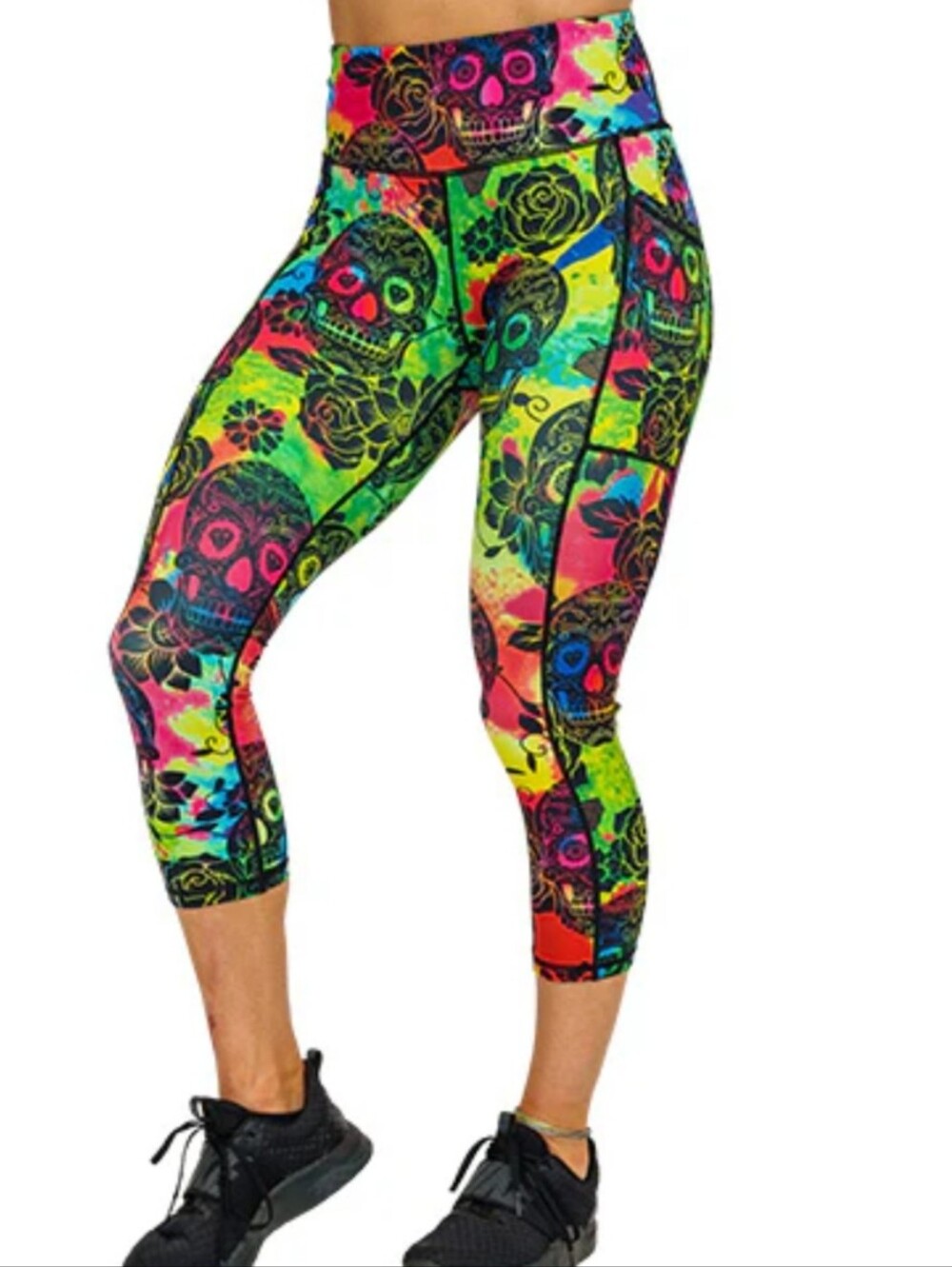 Constantly Varied Gear Neon Sugar Skull Leggings - Black, Neon Green, Pink, Blue